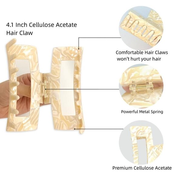 Large Tortoise Shell Hair Claw Clip 4.1 Inch Cellulose Acetate for Thick Hair main image 8